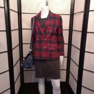 Vintage Wool Plaid Double Breasted Blazer by Edinburgh - Made in Scotland